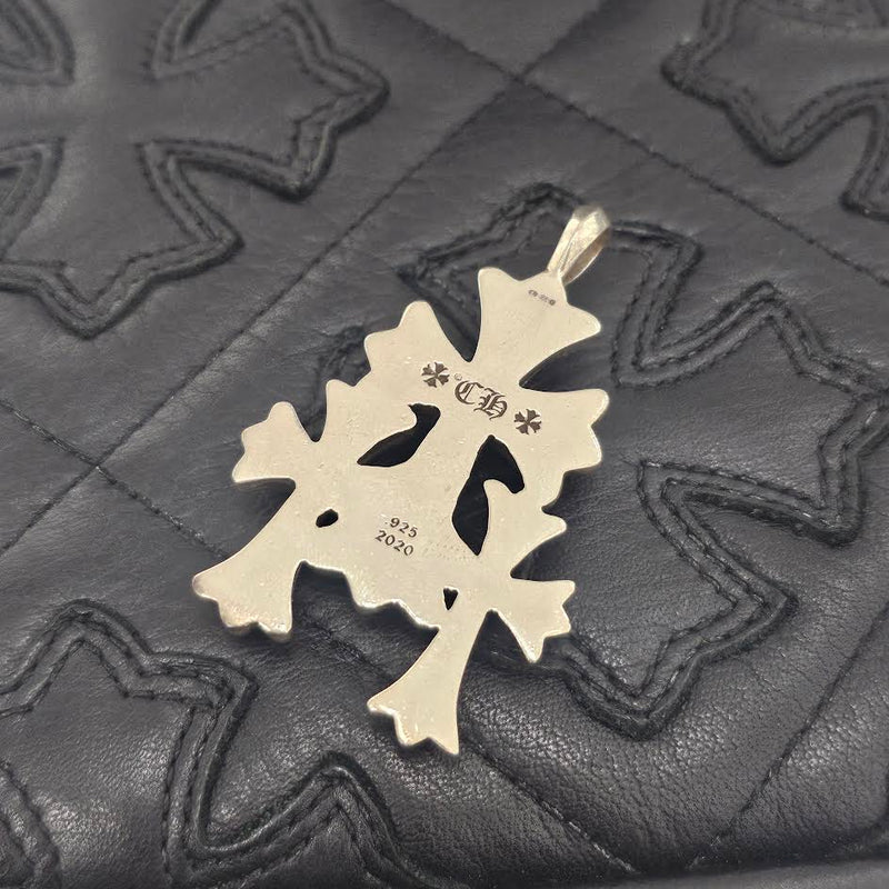 CHROME HEARTS Triple CH Cross Small Pave Diamond Pendant Top