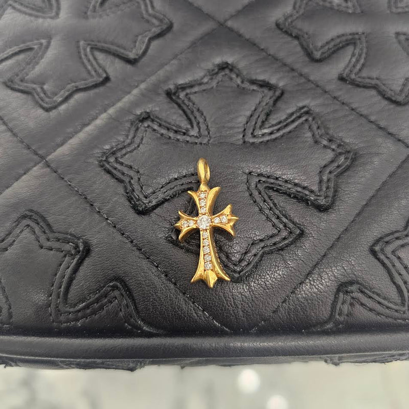CHROME HEARTS 22K Tiny Fat Cross Pave Diamond Pendant Top
