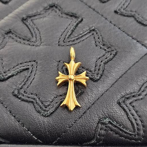 CHROME HEARTS 22K Tiny Fat Cross Pave Diamond Pendant Top