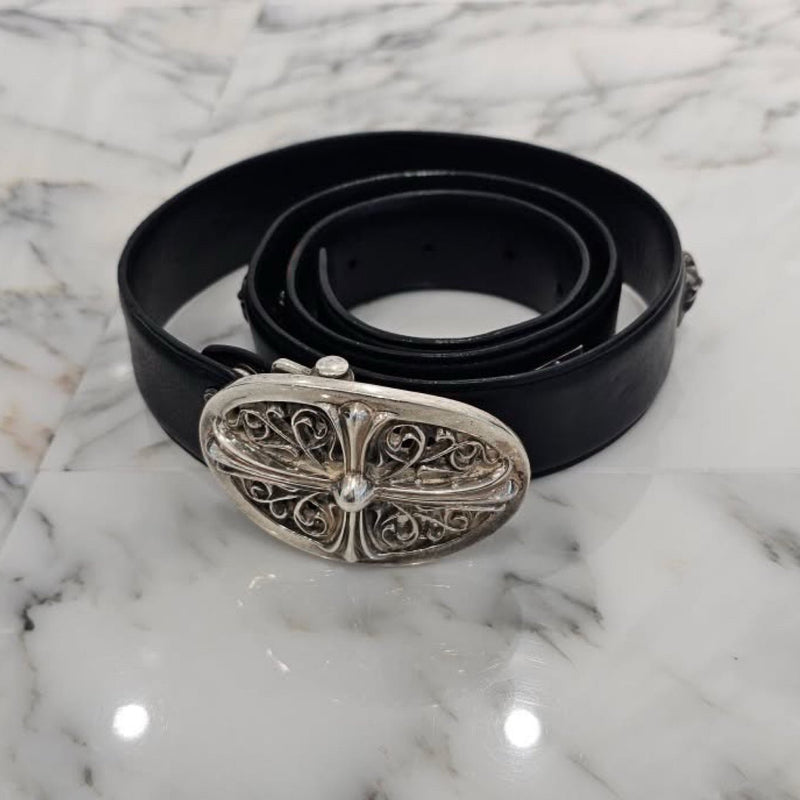CHROME HEARTS Classic Oval Cross CH Plus Studs Buckle Belt