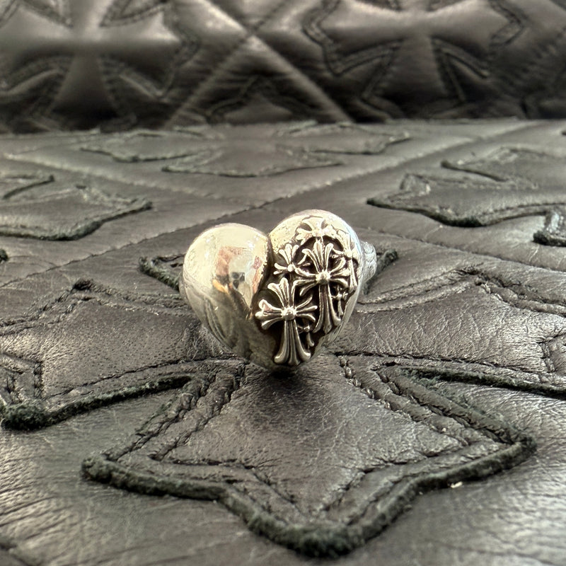 CHROME HEARTS Cemetery Cross Silver Heart Ring