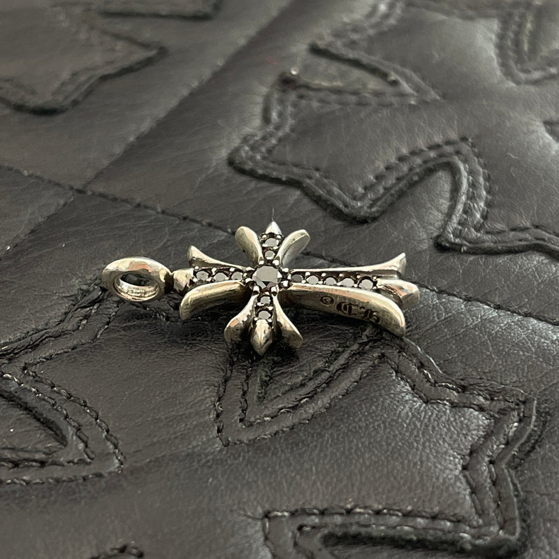 CHROME HEARTS Tiny Fat Cross Pave Black Diamond Pendant Top