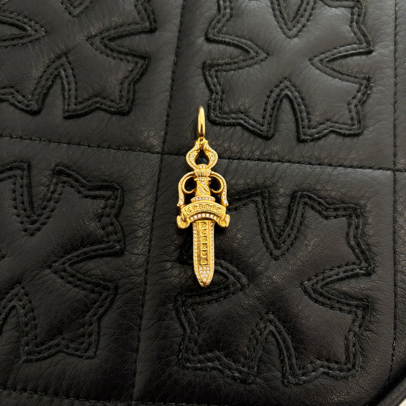 CHROME HEARTS 22K Double Dagger Pave Diamond Pendant Top