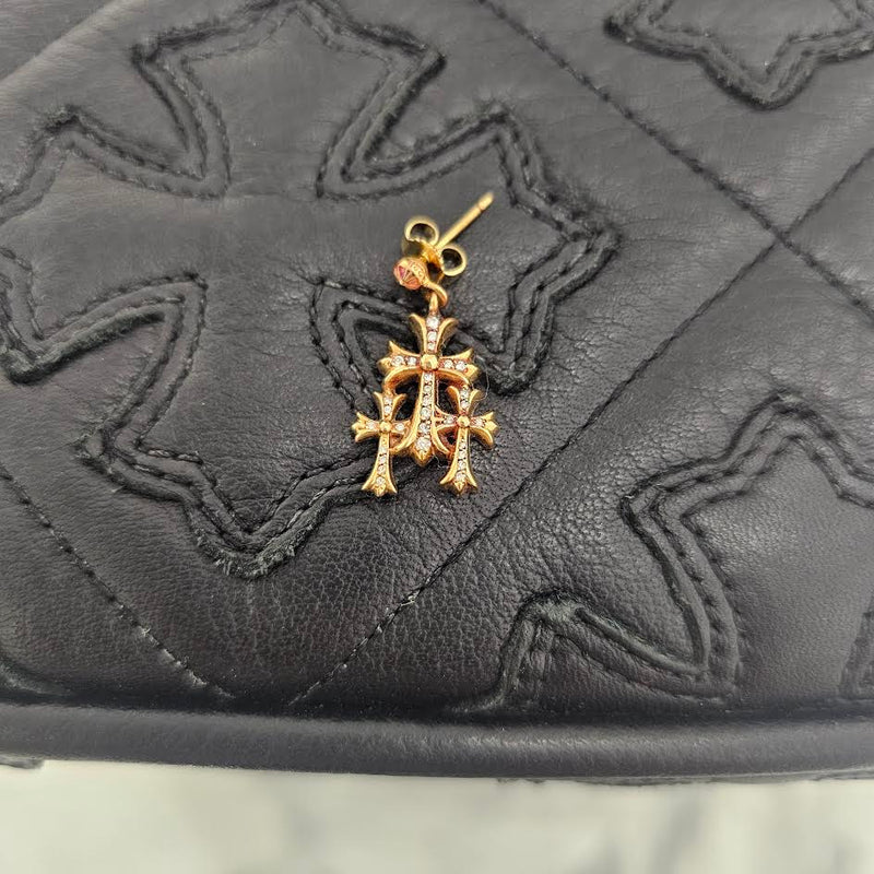 CHROME HEARTS 22K 3 Cemetery Cross Earring Pave Diamond