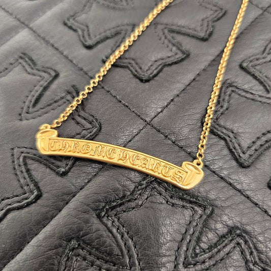 CHROME HEARTS 22K Scroll Label Logo Roll Chain Necklace
