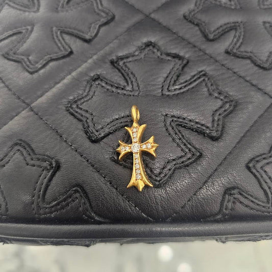 CHROME HEARTS 22K Tiny Fat Cross Pave Diamond Pendant Top