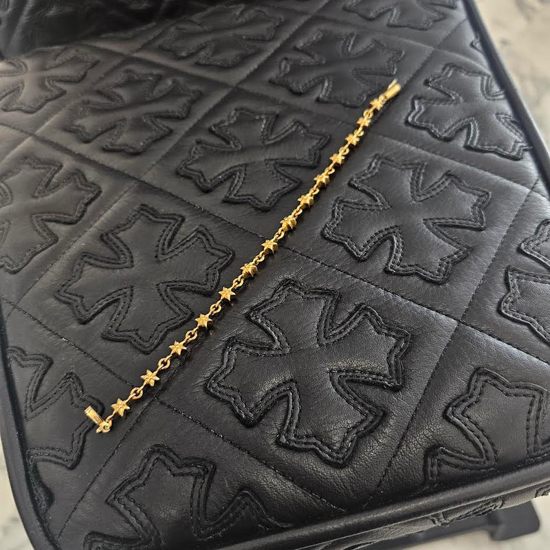 CHROME HEARTS 22K Tiny Star Cross Chain Bracelet 14 LINK