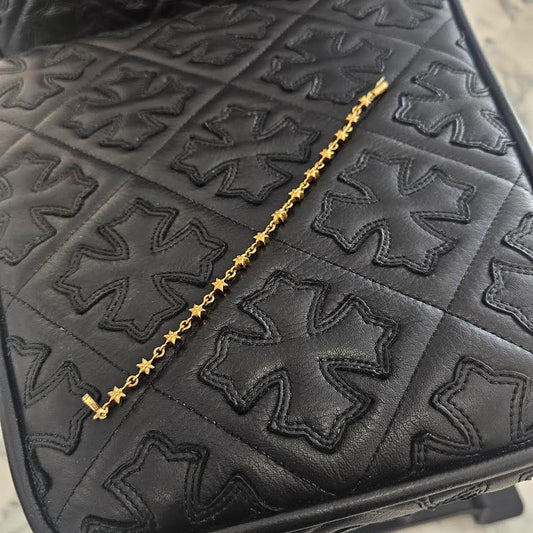 CHROME HEARTS 22K Tiny Star Cross Chain Bracelet 14 LINK