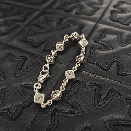 CHROME HEARTS DICE Cross Ball Silver Bracelet