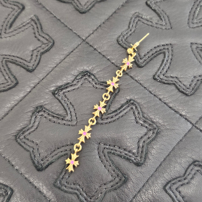 CHROME HEARTS 22K Tiny E CH Plus 4 Drop Pink Sapphire Earring