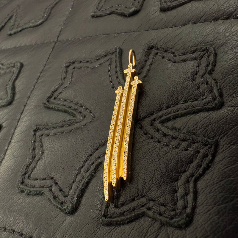 CHROME HEARTS 22K RS3 CRS PAVE Diamond Pendant Top