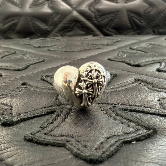 CHROME HEARTS Cemetery Cross Silver Heart Ring