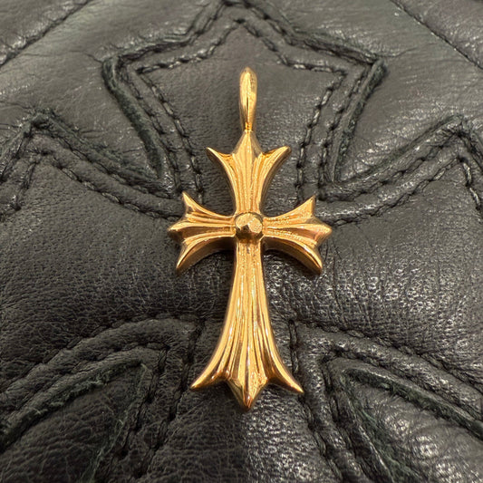 CHROME HEARTS 22K Tiny Fat Cross Pave Sapphire Pendant Top