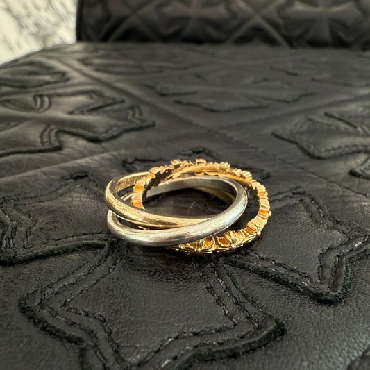 CHROME HEARTS 22K / SILVER 925 TINY E CH PLS BAND TRPL Combi tion Ring