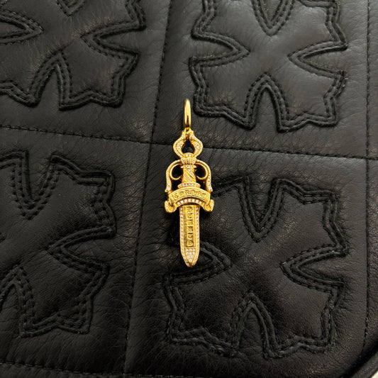 CHROME HEARTS 22K Double Dagger Pave Diamond Pendant Top