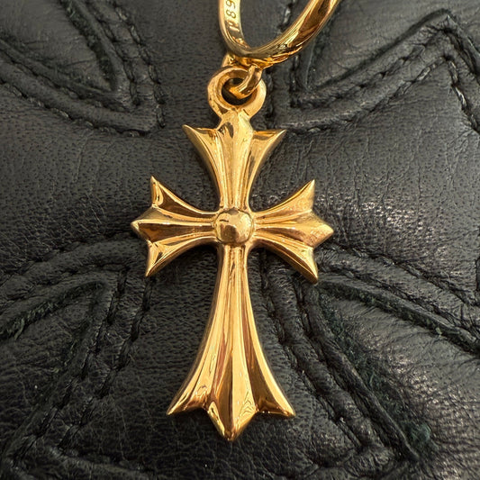 CHROME HEARTS 22K TINY CH Cross Hoop Earrings