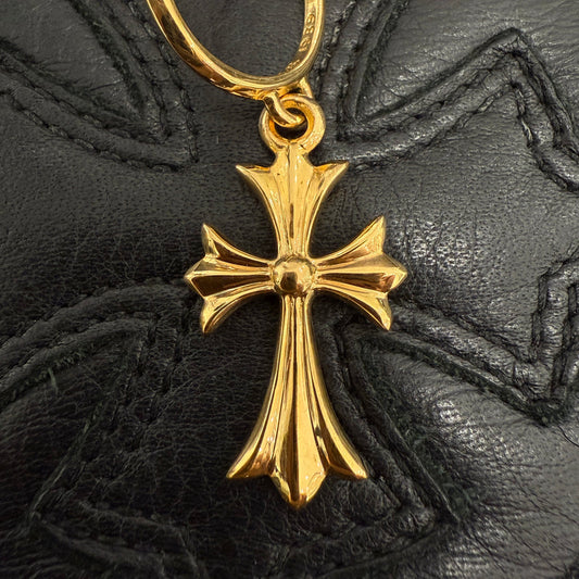 CHROME HEARTS 22K TINY CH Cross Hoop Earrings