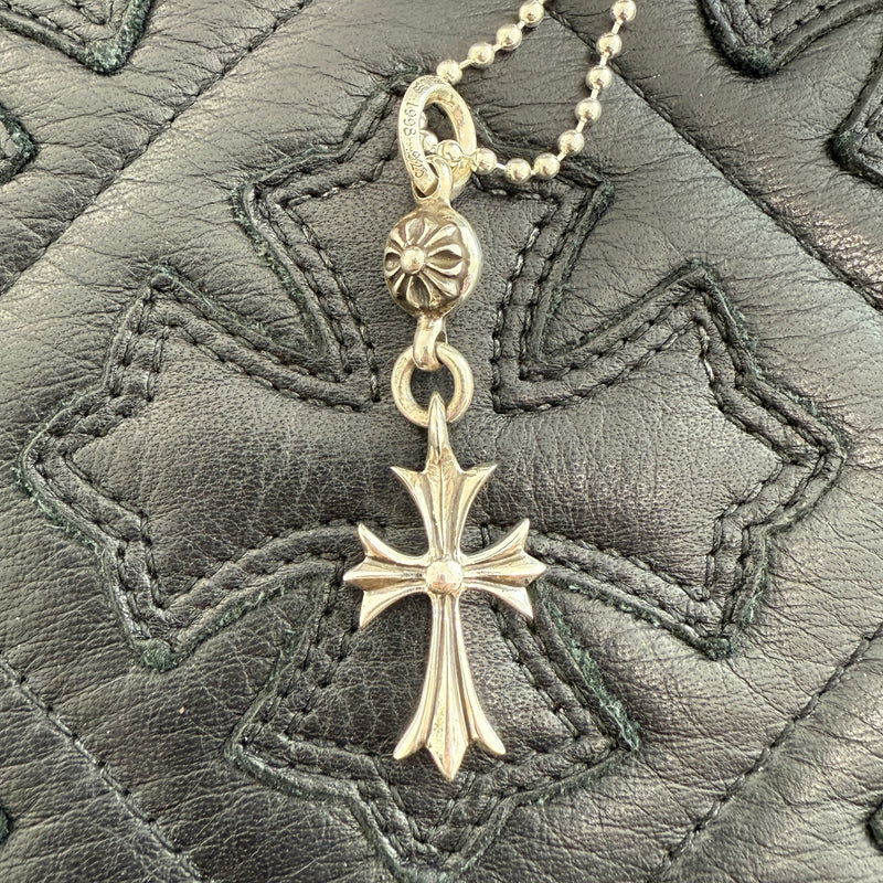 CHROME HEARTS 1 Ball Tiny Cross Charm Ball Chain Necklace