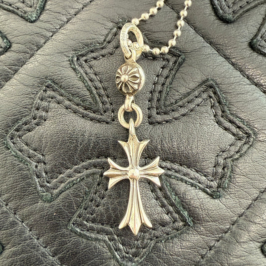 CHROME HEARTS 1 Ball Tiny Cross Charm Ball Chain Necklace