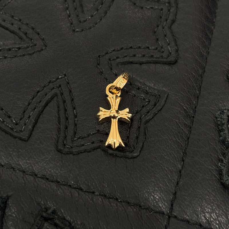 CHROME HEARTS 22K Baby Fat Cross Pave Blue Sapphire Pendant Top
