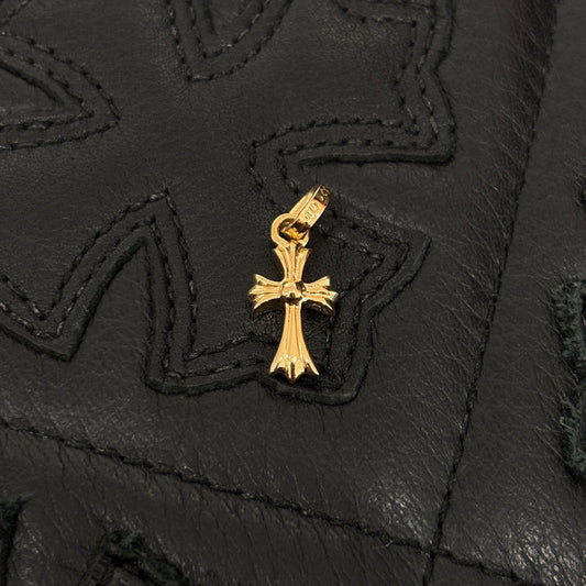 CHROME HEARTS 22K Baby Fat Cross Pave Blue Sapphire Pendant Top